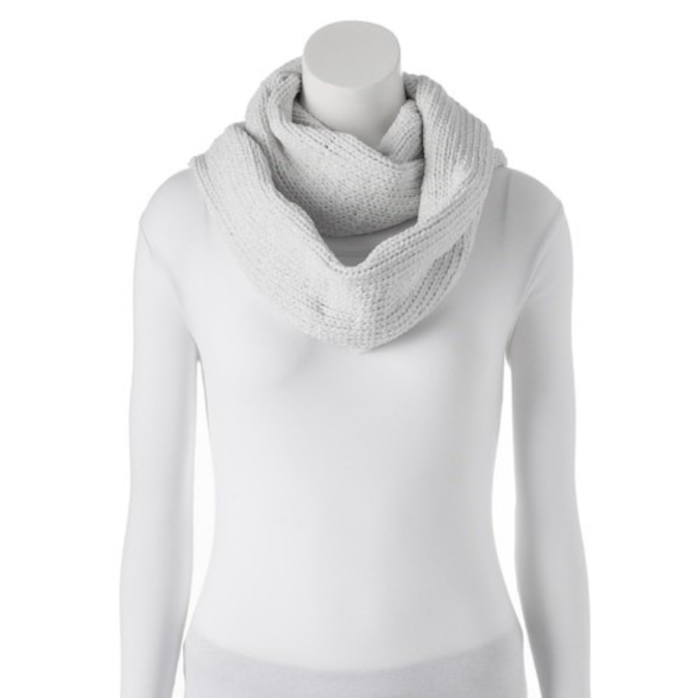 SO Chenille Lurex Accent Infinity Scarf Ivory OS